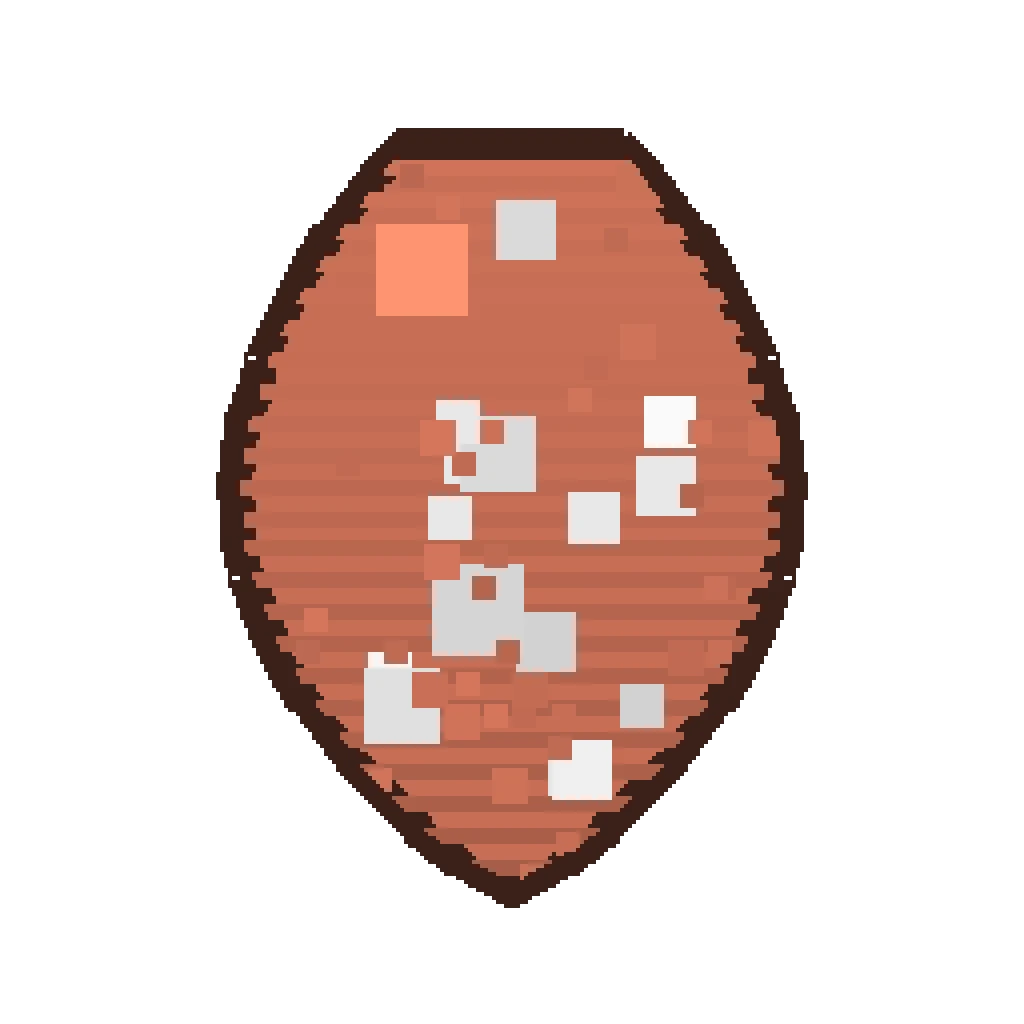 Pixel art illustration of a Zoglin Spawn Egg with a two-tone speckled shell