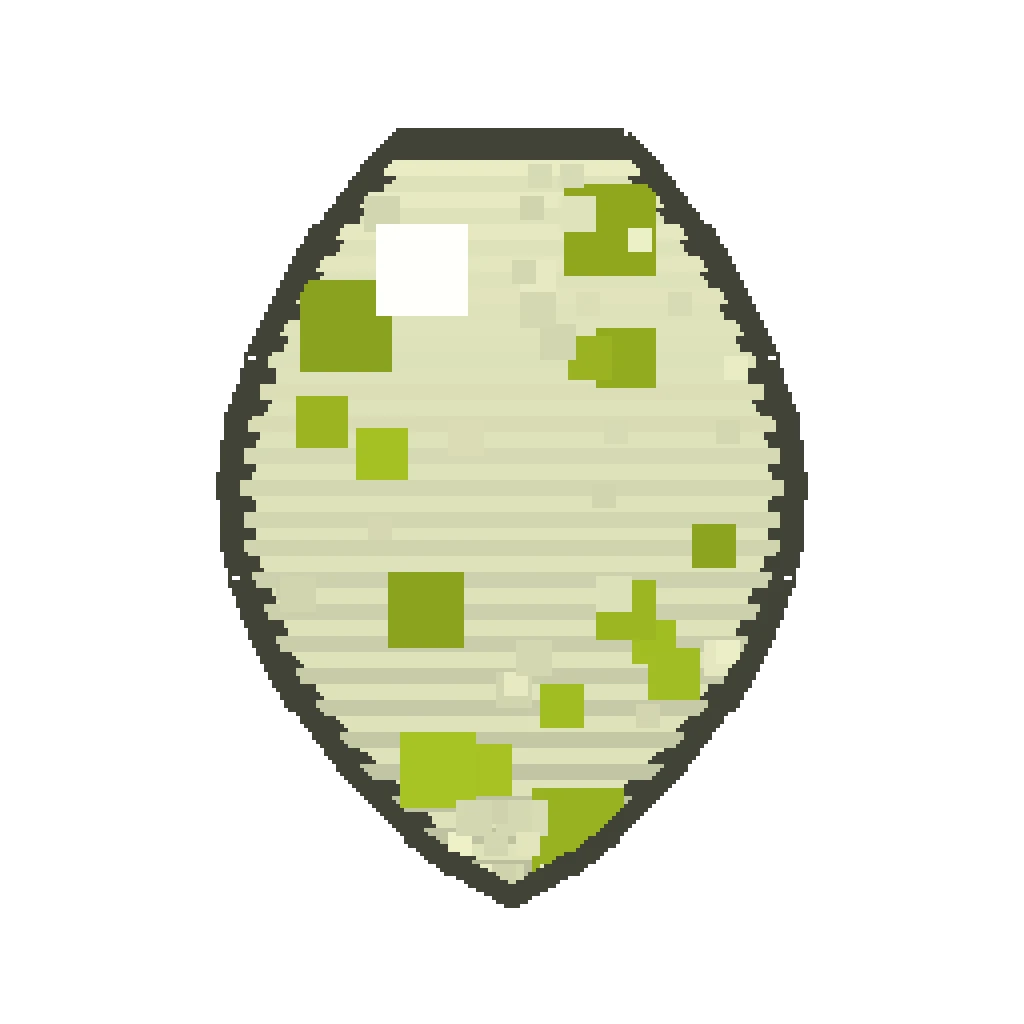 Pixel art illustration of a zombie nautilus spawn egg with a two-tone speckled shell