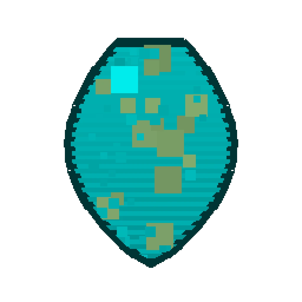 Pixel art illustration of a Zombie Spawn Egg with a two-tone speckled shell
