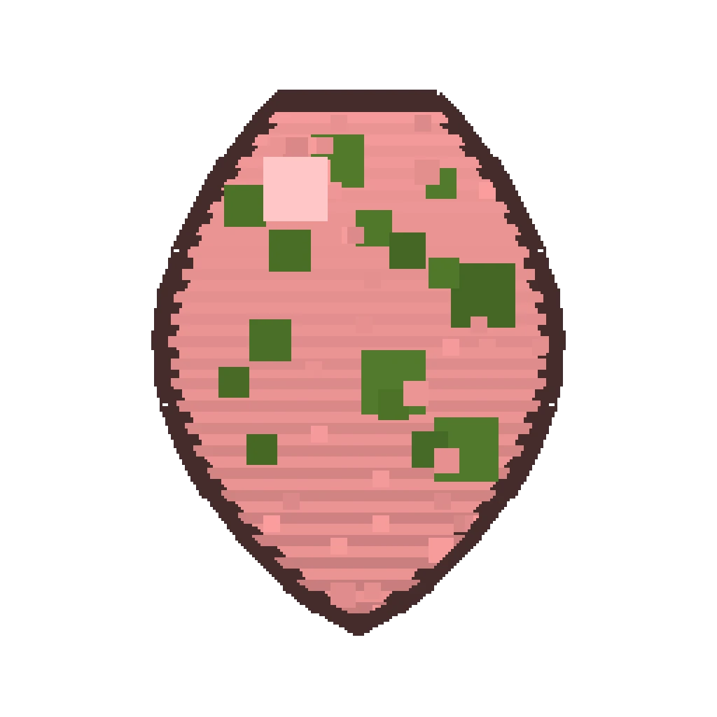 Pixel art illustration of a Zombified Piglin Spawn Egg with a two-tone speckled shell
